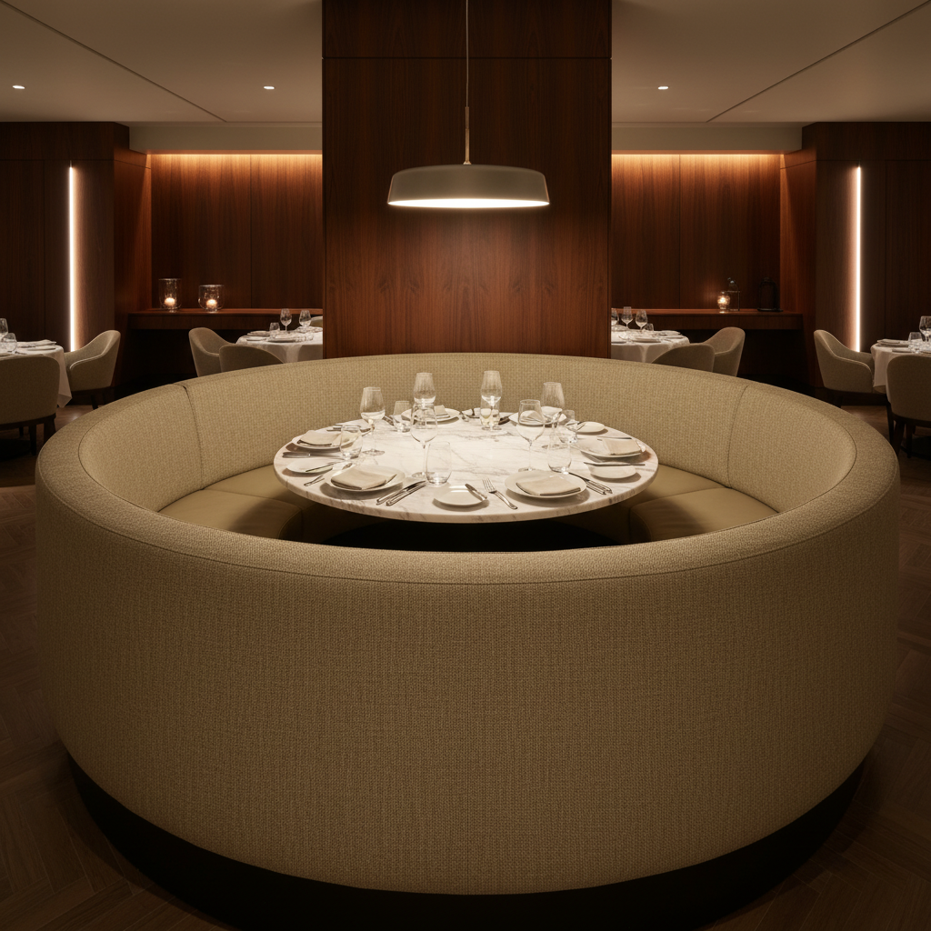 Woven Textile Texture Soft Gold Upholstered Banquette | Architectural Fabrics