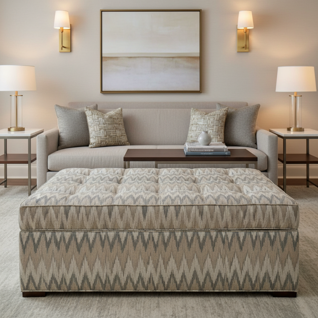 Apache - Horizon Haze Silicone Hybrid Upholstered Ottoman | Architectural Fabrics