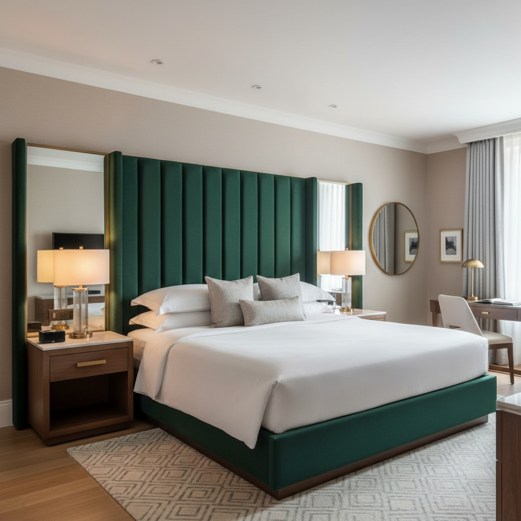 Fine Velvet Texture Deep Emerald Upholstered Headboard | Architectural Fabrics