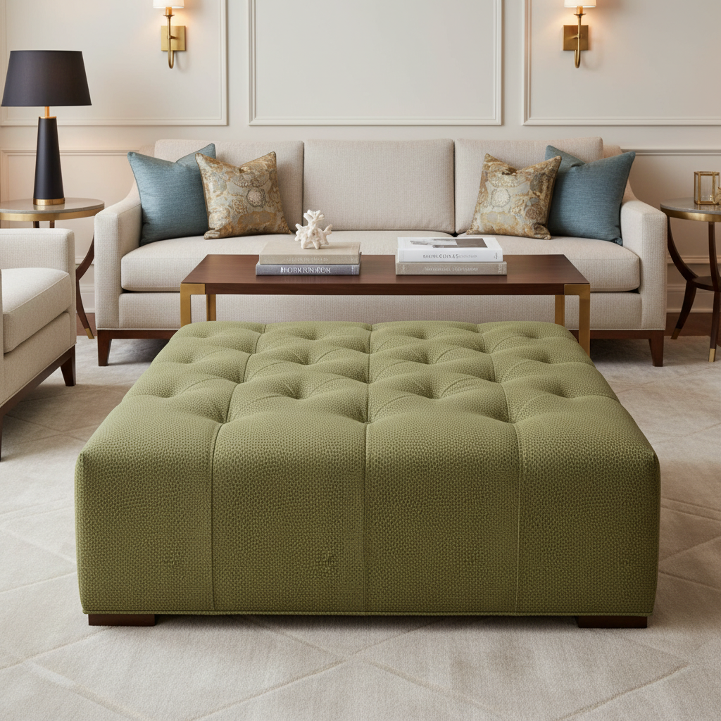 Snake Cay - Moss Upholstered Ottoman | Architectural Fabrics