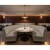 Smooth Solid Surface Soft Gray Upholstered Banquette | Architectural Fabrics