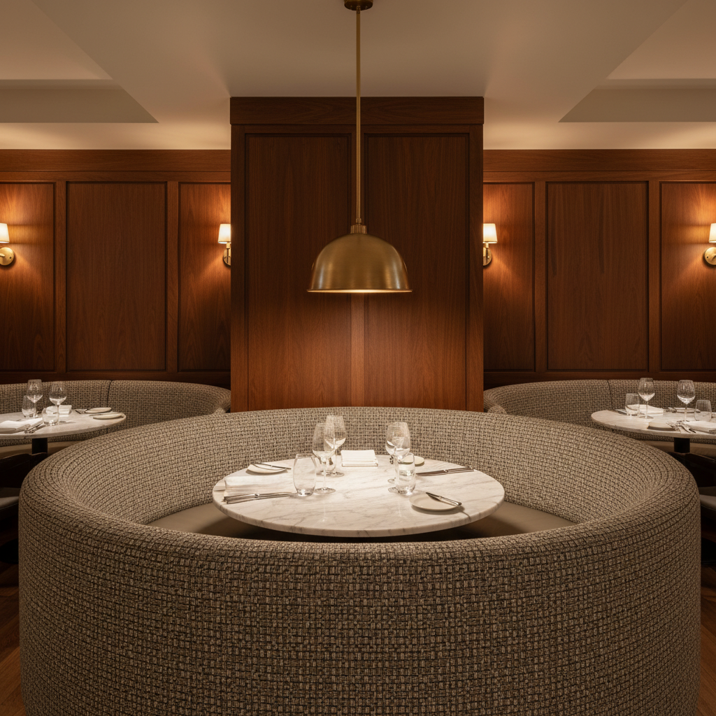 Turks Landing - Bark Upholstered Banquette | Architectural Fabrics