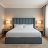 Smooth Solid Texture Slate Blue Upholstered Headboard | Architectural Fabrics