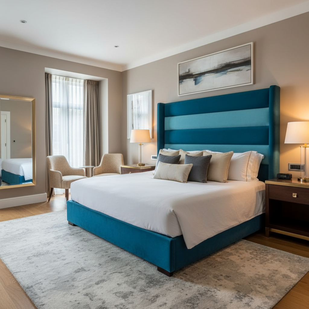 Oilville Aqua Upholstered Headboard | Architectural Fabrics