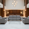 Chevron Woven Texture Slate Linen Upholstered Sofa | Architectural Fabrics