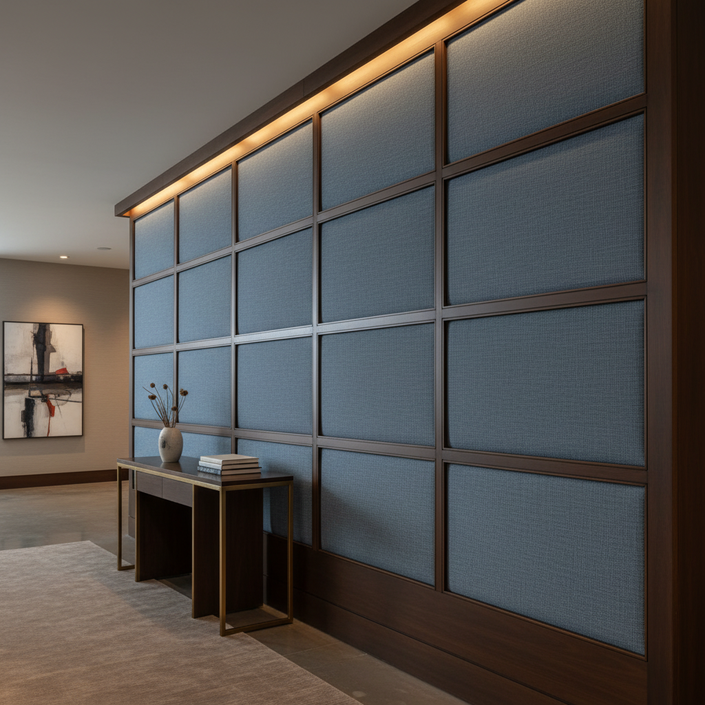Amalfi - Denim Indoor/Outdoor Vinyl Upholstered Wall Panel | Architectural Fabrics