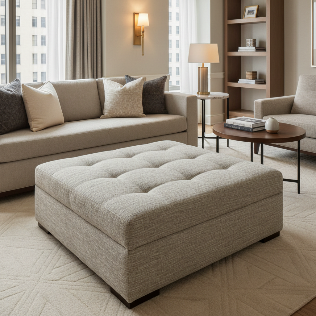 Tumble Reef - Bamboo Upholstered Ottoman | Architectural Fabrics