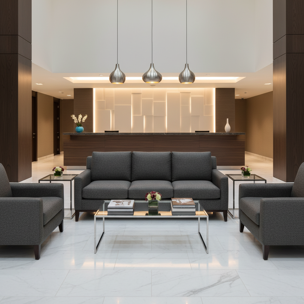 Fine Pebble Texture Dark Graphite Upholstered Sofa | Architectural Fabrics