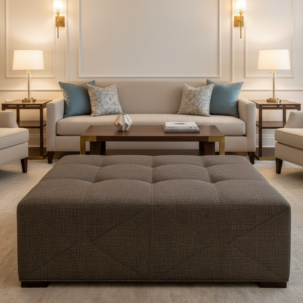 Rincon - Pepper Upholstered Ottoman | Architectural Fabrics