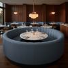 Fine Pebble Grain Denim Blue Upholstered Banquette | Architectural Fabrics