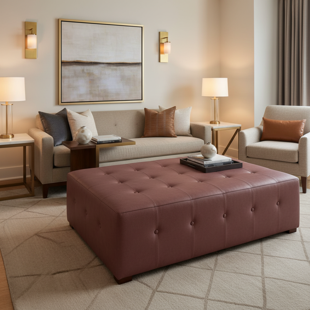 Savannah Bay - Crimson Upholstered Ottoman | Architectural Fabrics