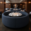 Linen Weave Texture Deep Indigo Upholstered Banquette | Architectural Fabrics
