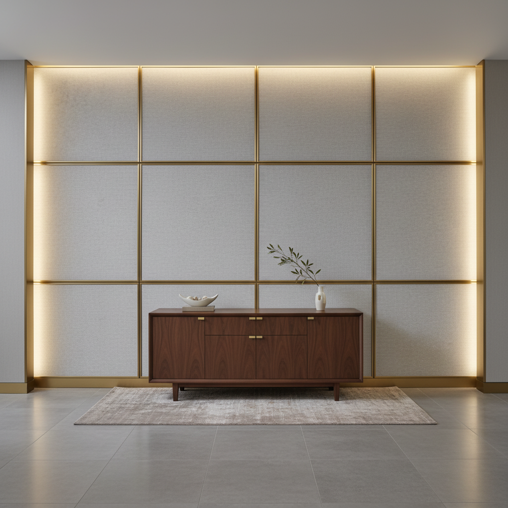 Fine Woven Texture Soft Silver Upholstered Wall Panel | Architectural Fabrics