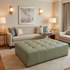 Smooth Pebble Grain Dusty Sage Upholstered Ottoman | Architectural Fabrics