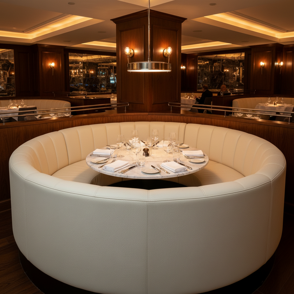 Algiers - Ivory Parchment Performance Vinyl Upholstered Banquette | Architectural Fabrics