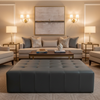 Aire Pebbled - Charcoal Breathable Polyurethane Upholstered Ottoman | Architectural Fabrics