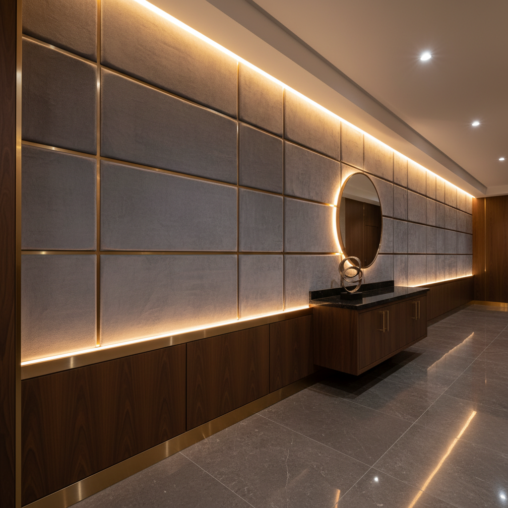 Ultrasuede  Pewter Grey Upholstered Wall Panel | Ultrasuede Upholstery