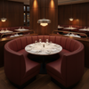 Maya Riviera - Claret Upholstered Banquette | Architectural Fabrics