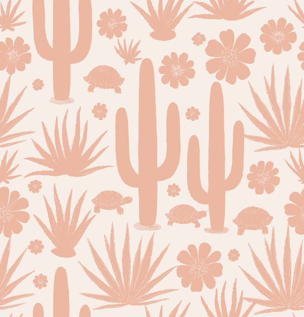Cactus Cathedral - Blush & Alabaster - Whimsical Wallcoverings