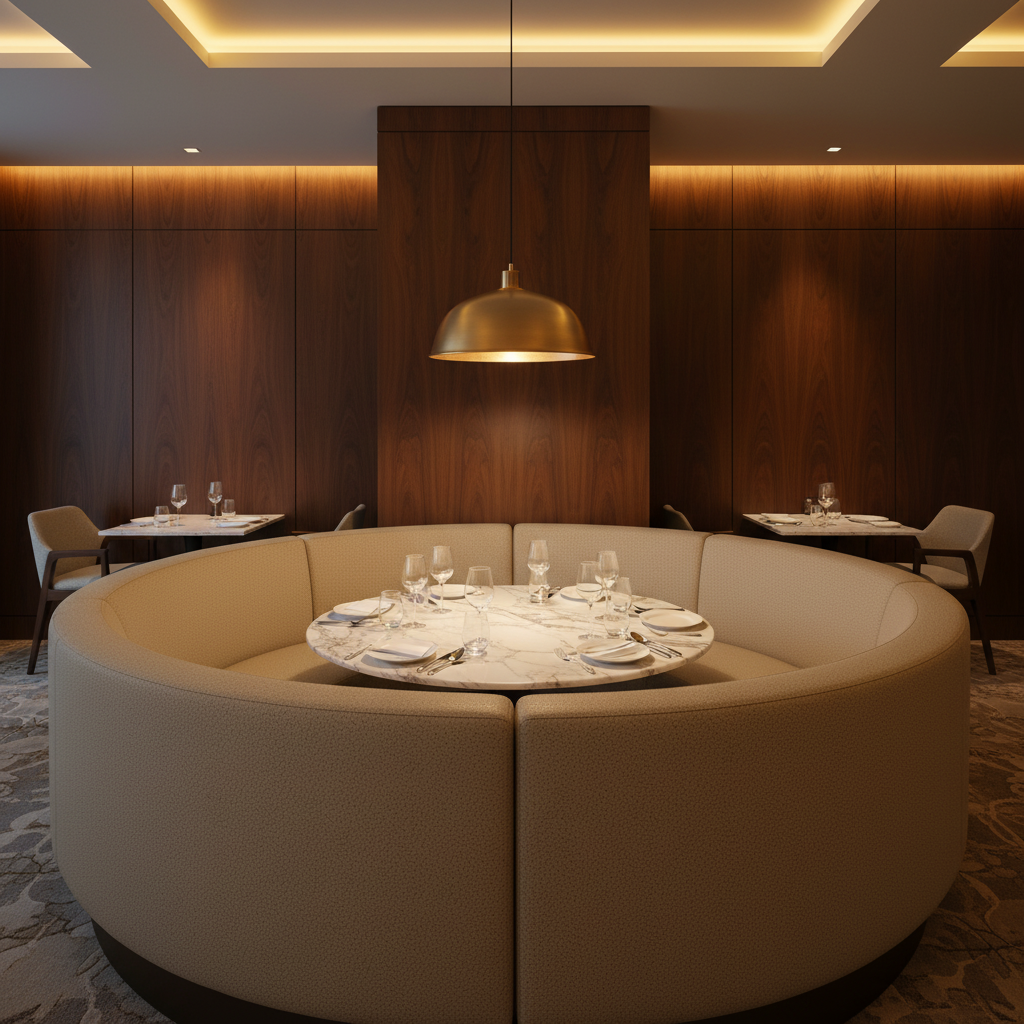 Smooth Pebble Grain Sandy Beige Upholstered Banquette | Architectural Fabrics