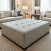 Brushed Linen Weave Soft Silver Upholstered Ottoman | Architectural Fabrics