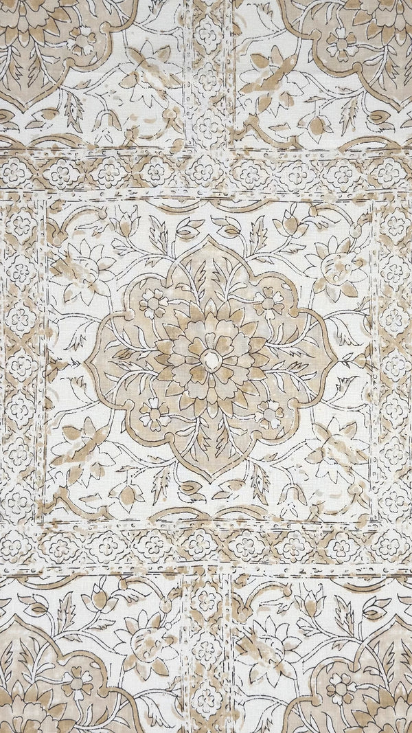 Camel Beige on Ecru Linen Wallcoverings | Home Couture
