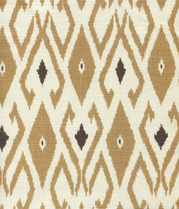 Lockan Camel Brown on Tint Screen Printed - Beige Fabric | China Seas