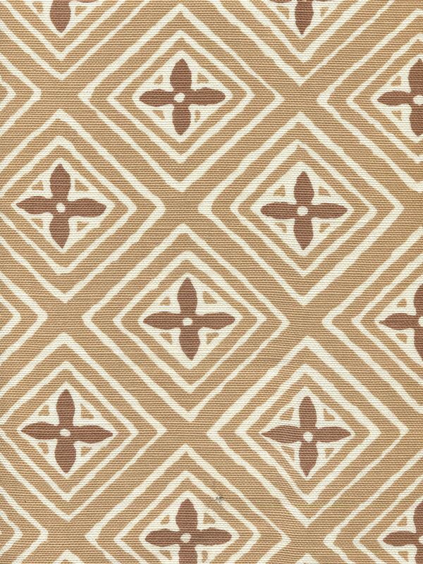 Fiorentina Two Color Camel Dark Tan on Tint Screen Printed Fabric | China Seas