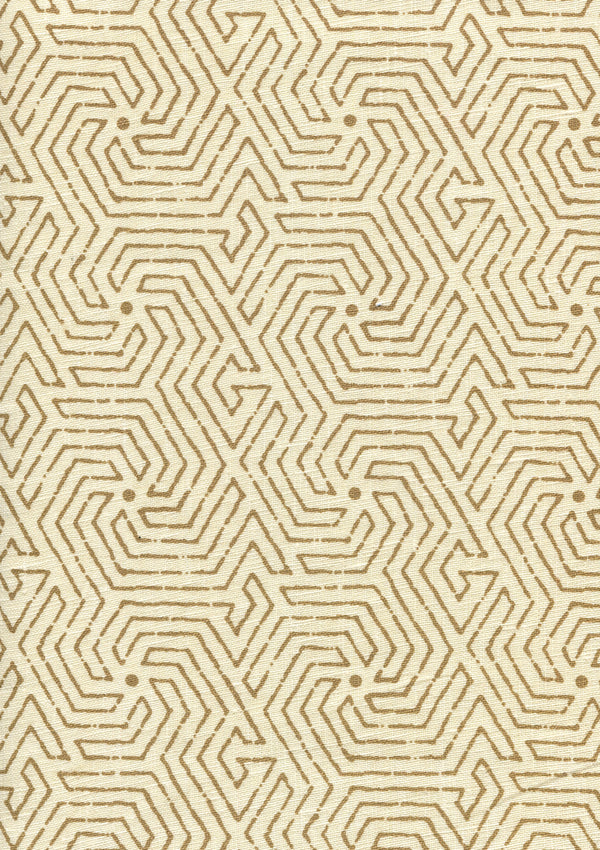 Maze Camel Ii on Tint Screen Printed - White Fabric | China Seas