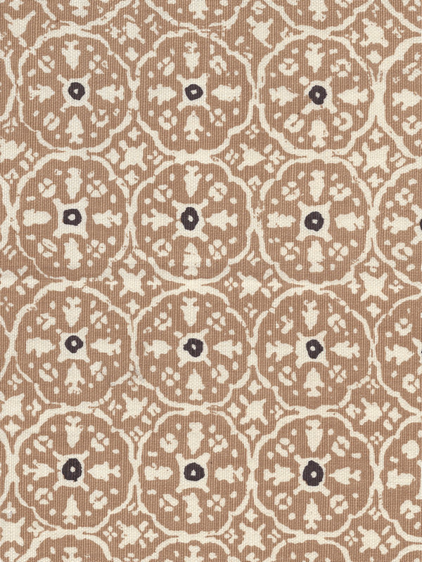 Nitik II Camel II Brown on Tint Screen Printed Fabric | China Seas