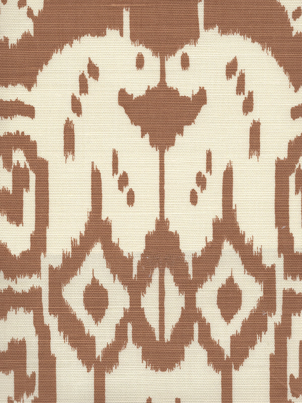 Island Ikat Camel Ii on Tint Screen Printed - White Fabric | China Seas