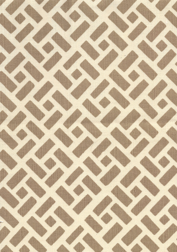Edo Camel on Tinted Linen Screen Printed - White Fabric | China Seas