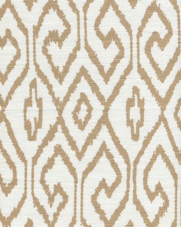 Aqua Iv Camel on White Screen Printed - White Fabric | China Seas