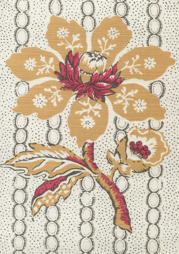 Mccallum Floral Stripe, Camel Red Brown on Tint Wallcoverings | Quadrille