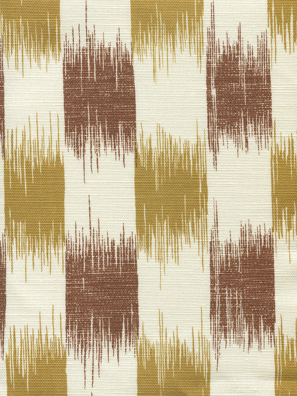II Blue Ikat Camel Tobacco on Tint Screen Printed Fabric | China Seas