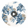 Camellia Garden Fabrics (af24553) – Linen and Navy | Thibaut Circular Swatch | Thibaut