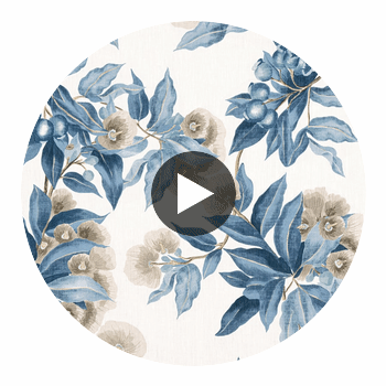 Camellia Garden Fabrics (af24553) – Linen and Navy | Thibaut Circular Swatch | Thibaut