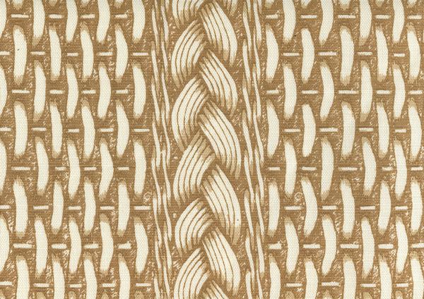 Newport Rattan Camels on Tint Screen Printed - White Fabric | China Seas