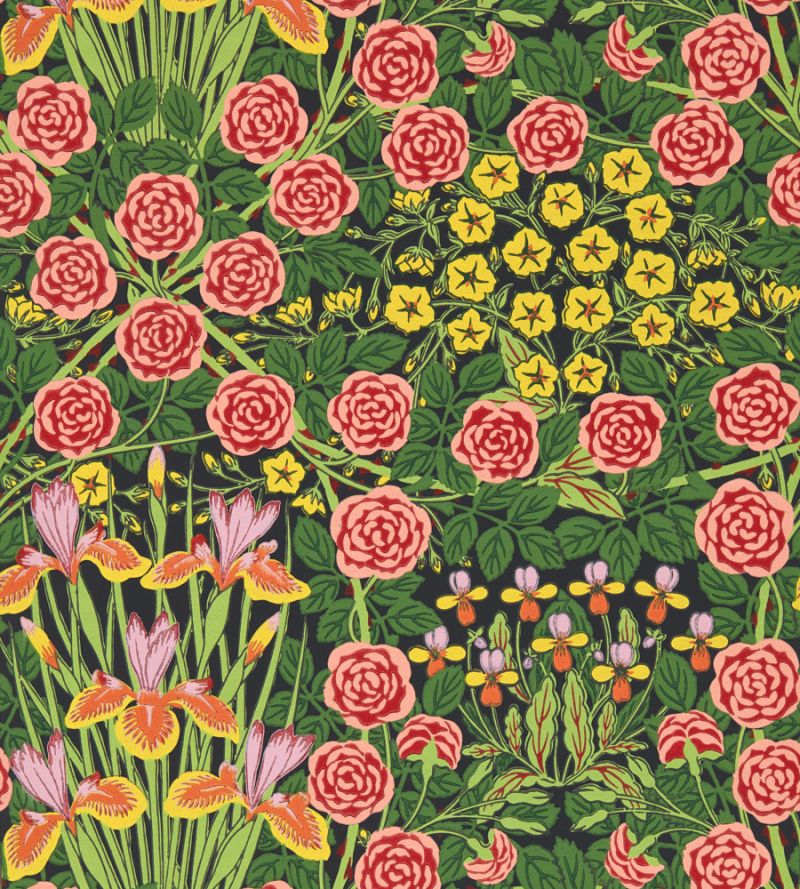 Campanula Wallpaper Ebony Sunburst | William Morris