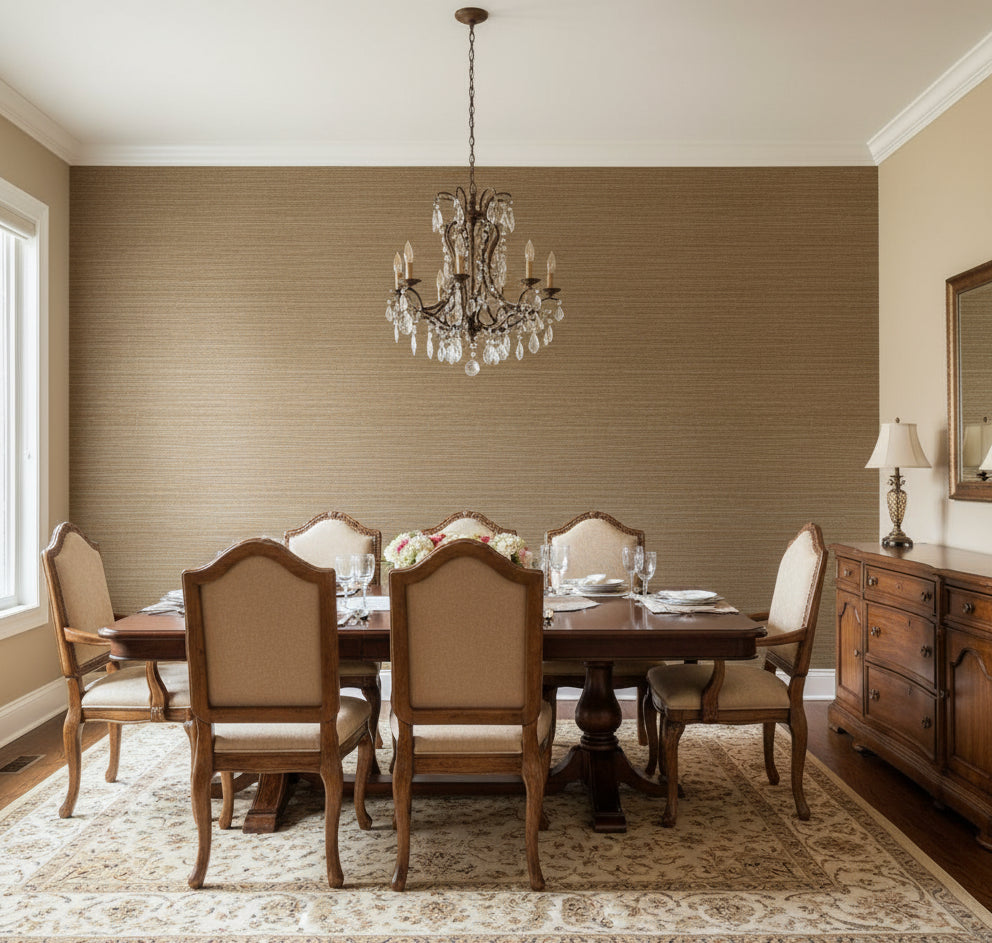 Canstalata Grasscloth | Phillipe Romano - dining room room setting