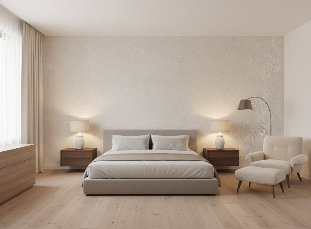 Caron Tabac Wallcovering - bedroom room setting