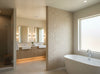 Caron Tabac Wallcovering - bathroom room setting