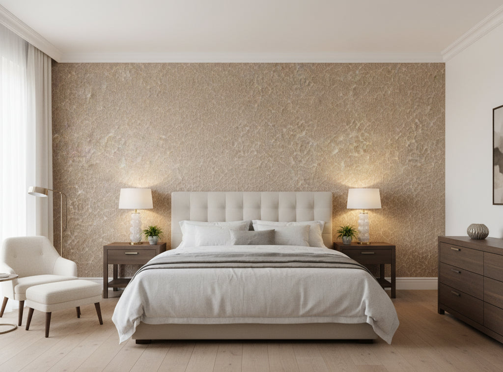 Caron Tabac Wallcovering - bedroom room setting