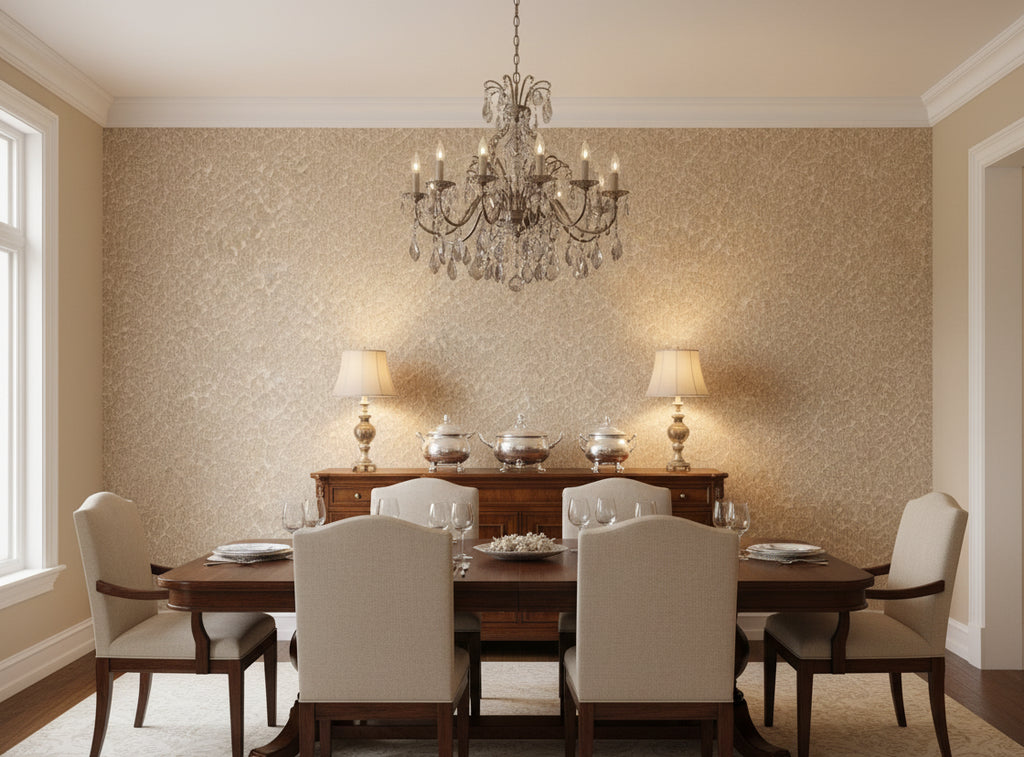 Caron Tabac Wallcovering - dining room room setting