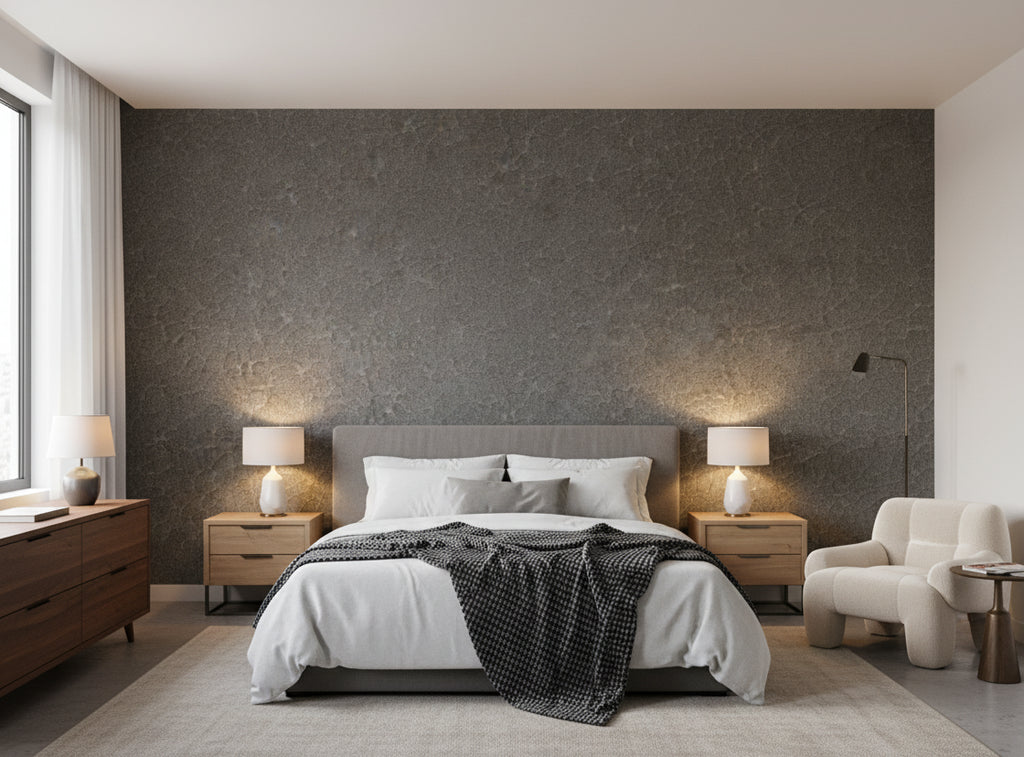 Caron Tabac Wallcovering - bedroom room setting