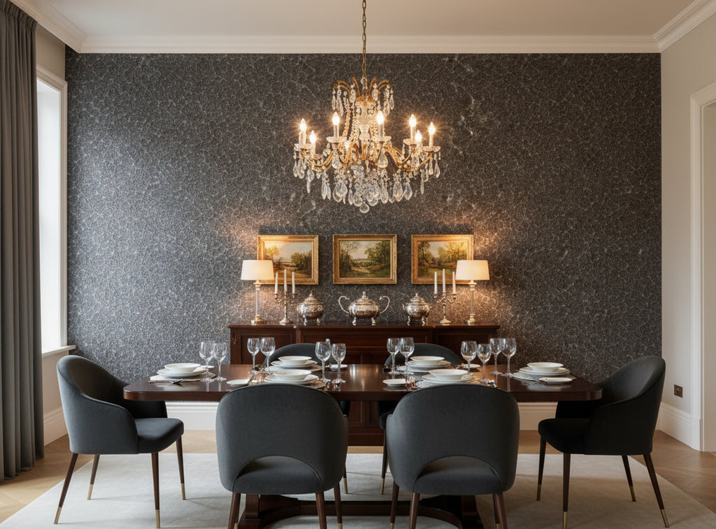 Caron Tabac Wallcovering - dining room room setting