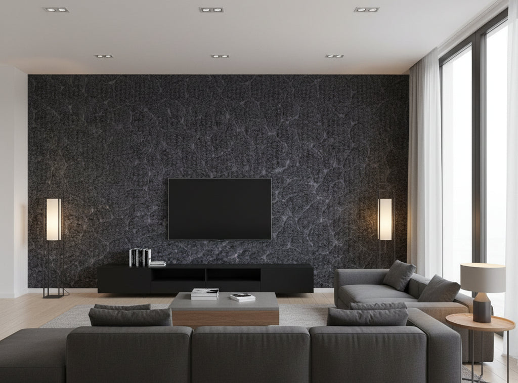 Caron Tabac Wallcovering - living room room setting