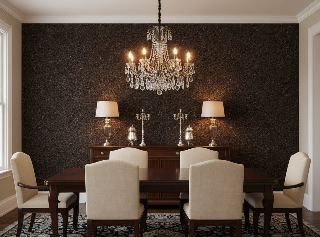 Caron Tabac Wallcovering - dining room room setting