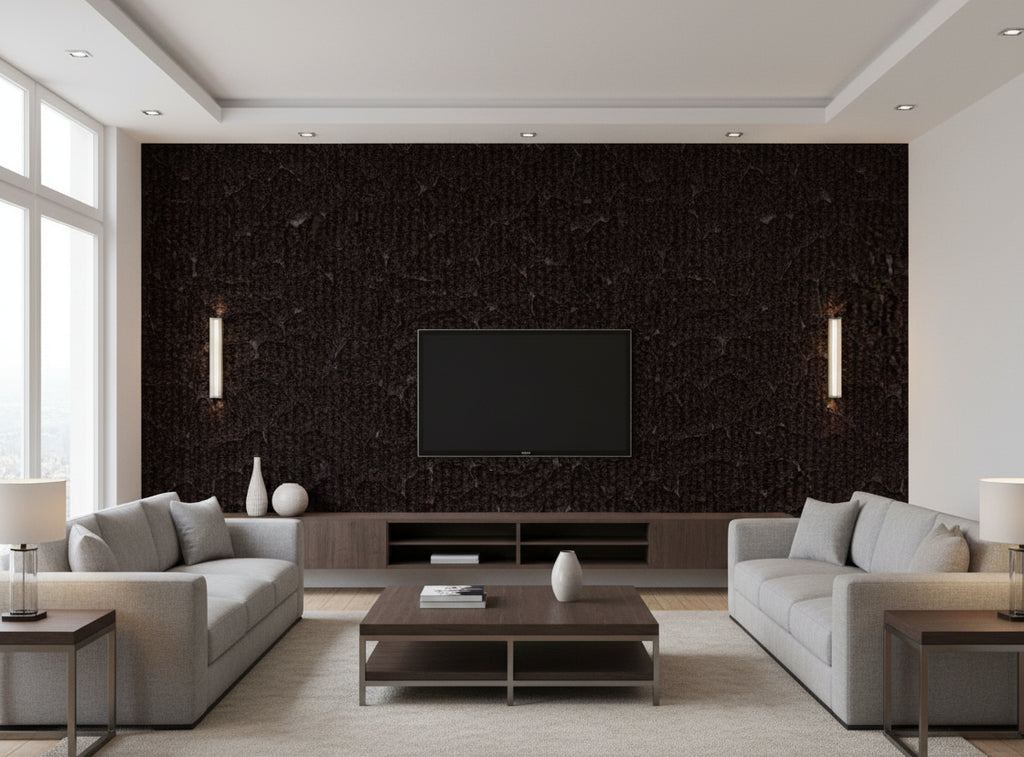 Caron Tabac Wallcovering - living room room setting