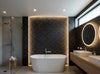 Caron Tabac Wallcovering - bathroom room setting